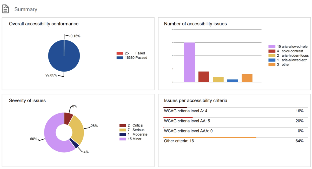 Example of accessibility report